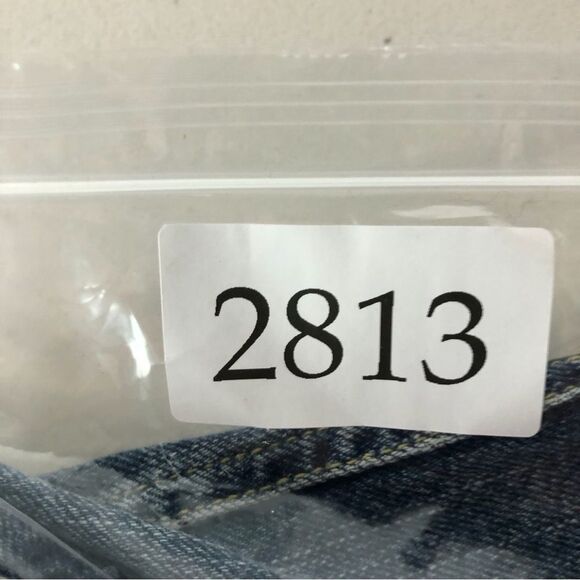 Vtg Guess Jeans Y2K Denim Mini Skirt Womens 28 Gold Sequins Cutoff Destructed - Picture 13 of 14